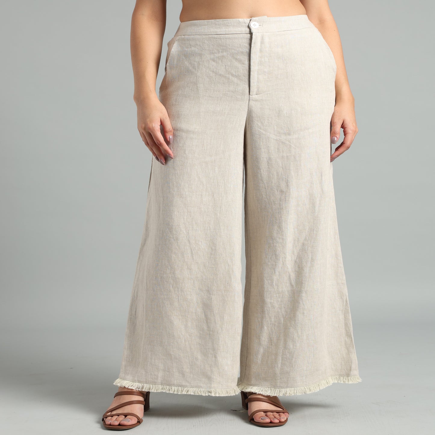 Women's Summer Linen Top & Wide-Leg Pants Set