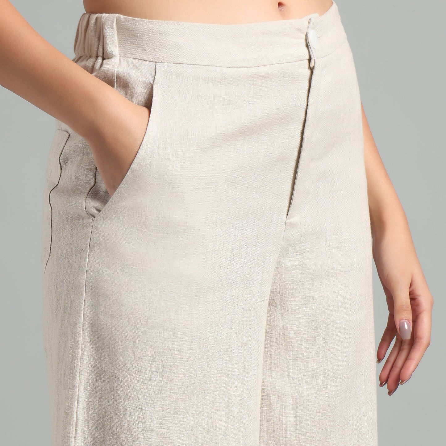 Beige Linen Co-Ord Set for Women