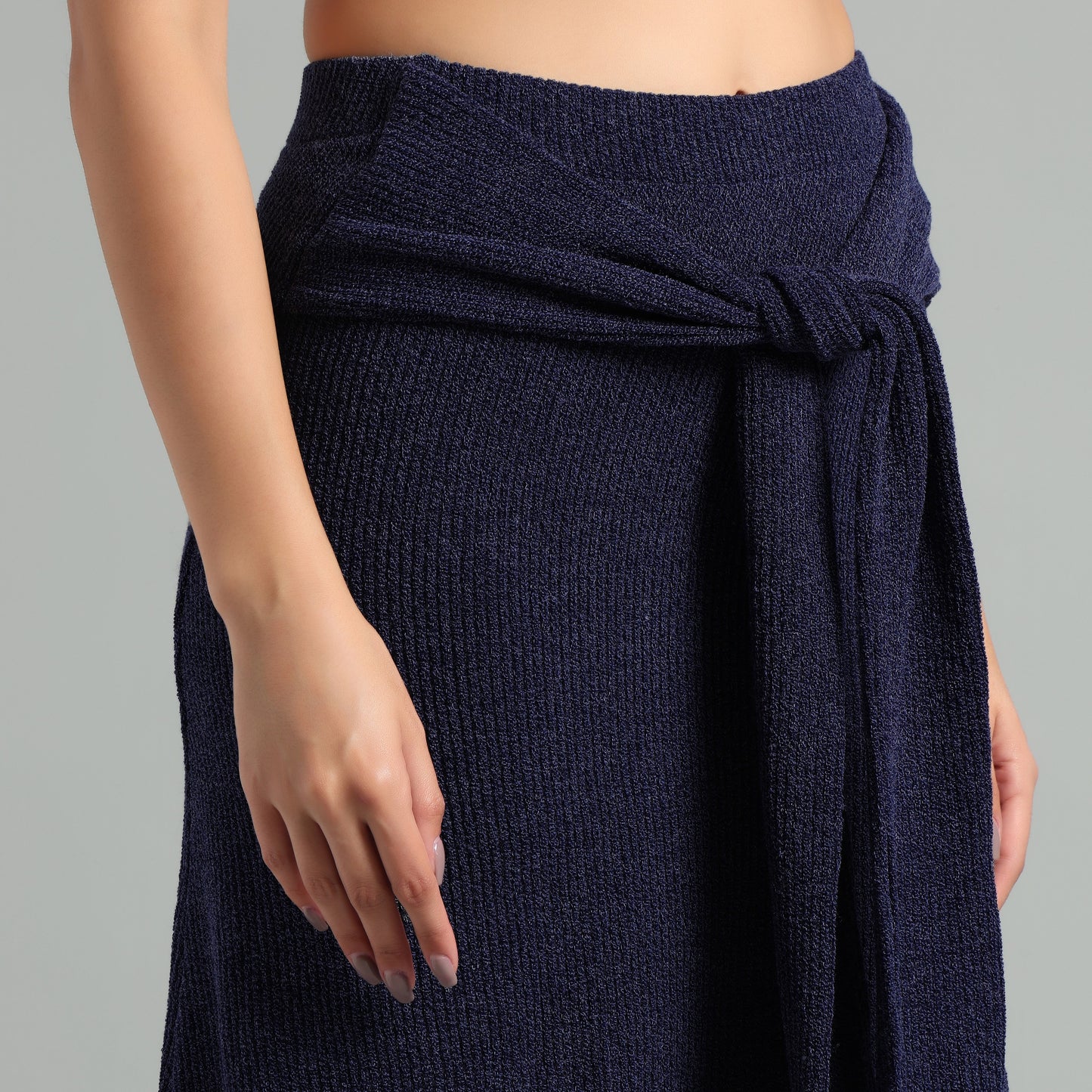 Chic Ribbed Knit Co-Ord Set | Long Sleeve & Asymmetric Skirt