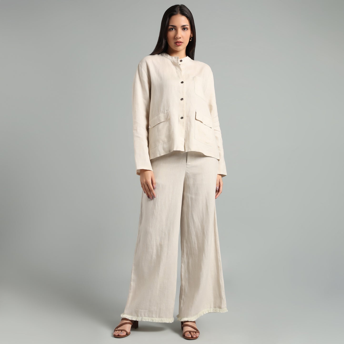 Beige Linen Co-Ord Set for Women
